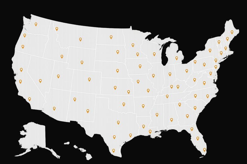 Mapa de cobertura en Estados Unidos